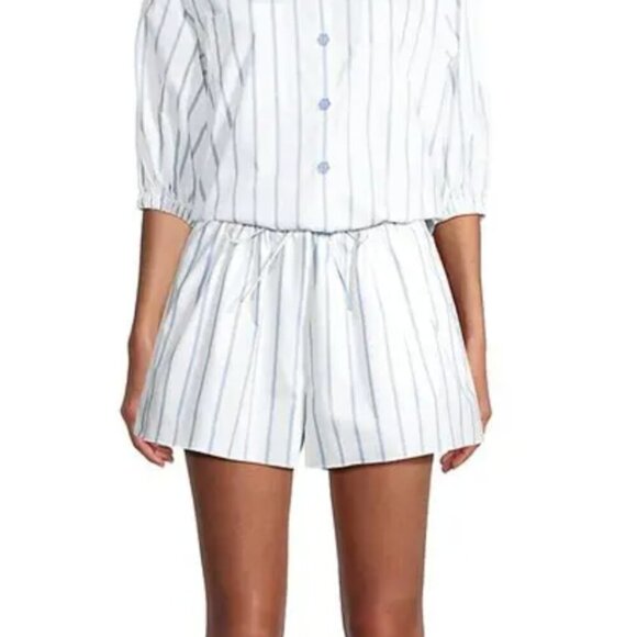 NWT CINQ A SEPT Sammy Stripe Jacques Short - White/Oxford Blue - M - Picture 11 of 11